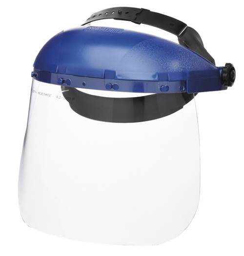 S39110 Single Crown Face Shield with Window and Ratcheting Headgear - Uncoated