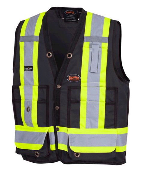 PIONEER 6692BK HI-VIZ SURVEYOR'S SAFETY VEST - BLACK 2TG