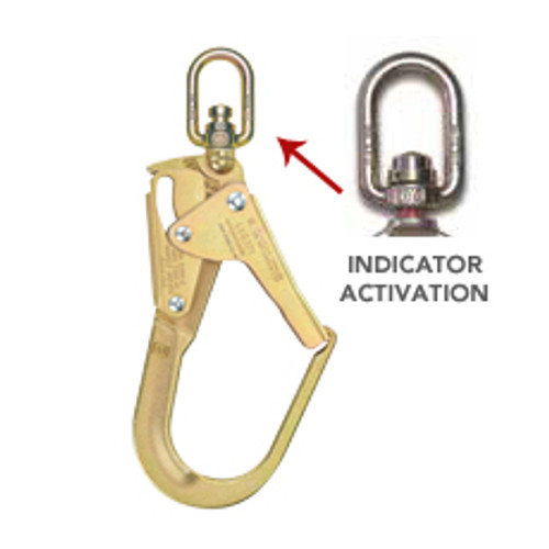 Heavy Duty steel rebar snaphook connector with a 2.55” gate opening and a visual fall indicator. Used primarily for rebar construction, these double locking connectors have larger gate openings. The Rebar hook has double locking gates that require two separate functions to open. Industry standard zinc coating and high strength rating. The fall indicator is designed to deploy when subjected to a free fall or other extreme force and is valuable for component inspections. Can be added to lifelines, lanyards, energy absorbers and other items in your fall arrest system. Weighs in at 33 ounces. Gate strength is 3,600 pounds and complies with all current ANSI regulations.

23kn Tensile Strength
Forged Zinc Plated Steel
Double Locking Mechanism
2.55” (65mm) Gate Opening
Meets all OSHA, ANSI and CSA Regulations