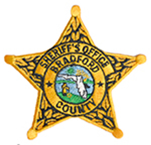 BRADFORD COUNTY FLORIDA POLICE BADGE PATCH, GOLD