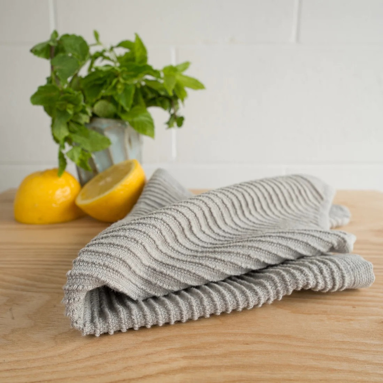 Now Designs Dishcloths, Ripple (Set of 2) London Gray
