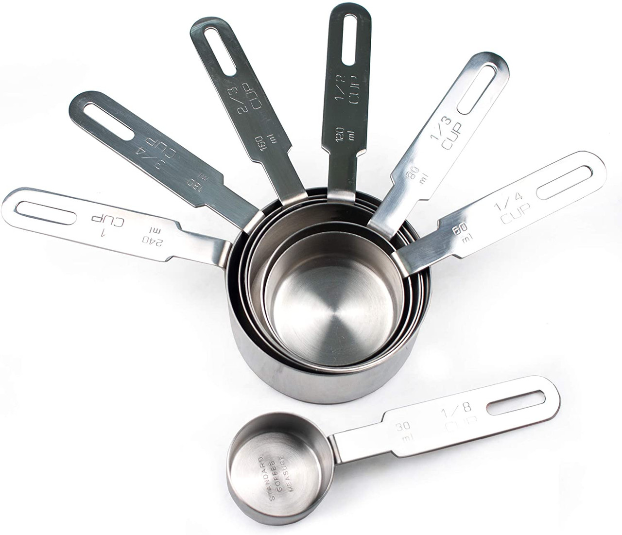 RSVP International 7 Piece Stainless Steel Measuring Cups Set