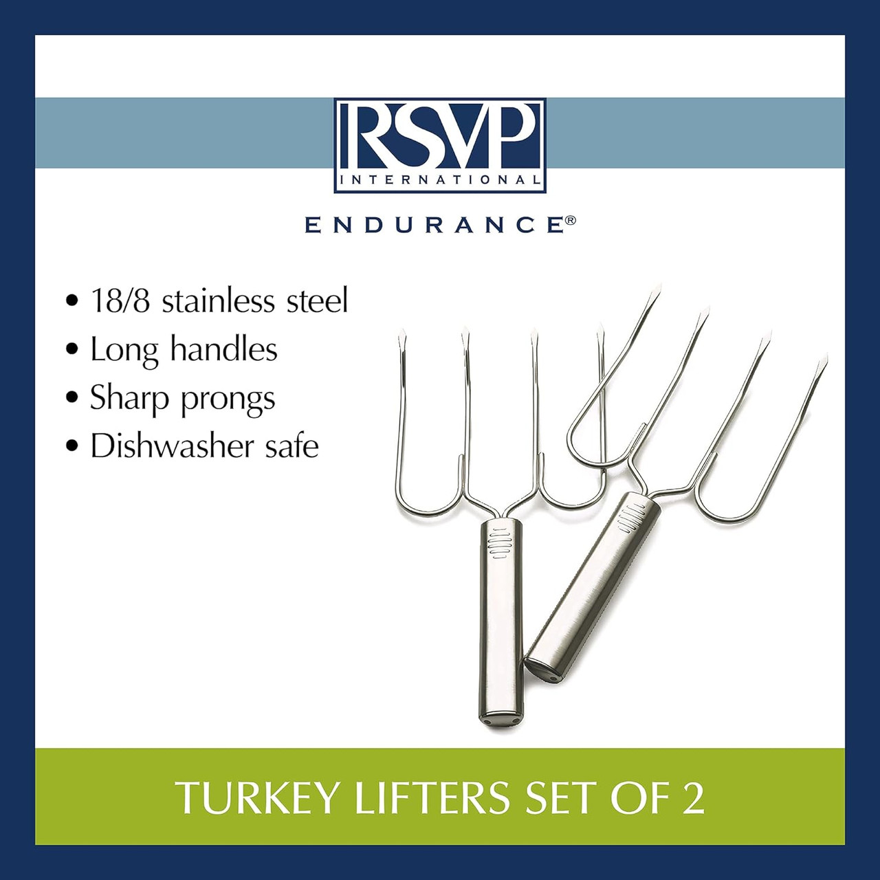 RSVP Endurance Stainless Steel Turkey Lifters - Thumbnail 4