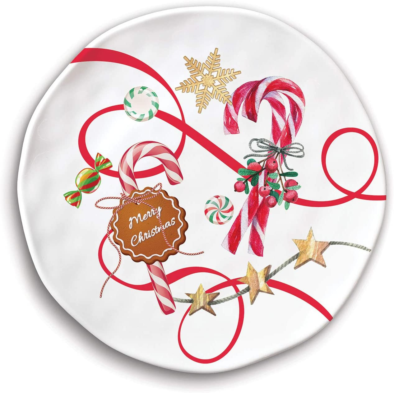 Peppermint Melamine Serveware Accent Plate Set - Thumbnail 2