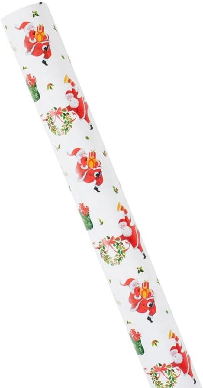 Caspari 8' Continuous Gift Wrap Roll, Dancing Santas