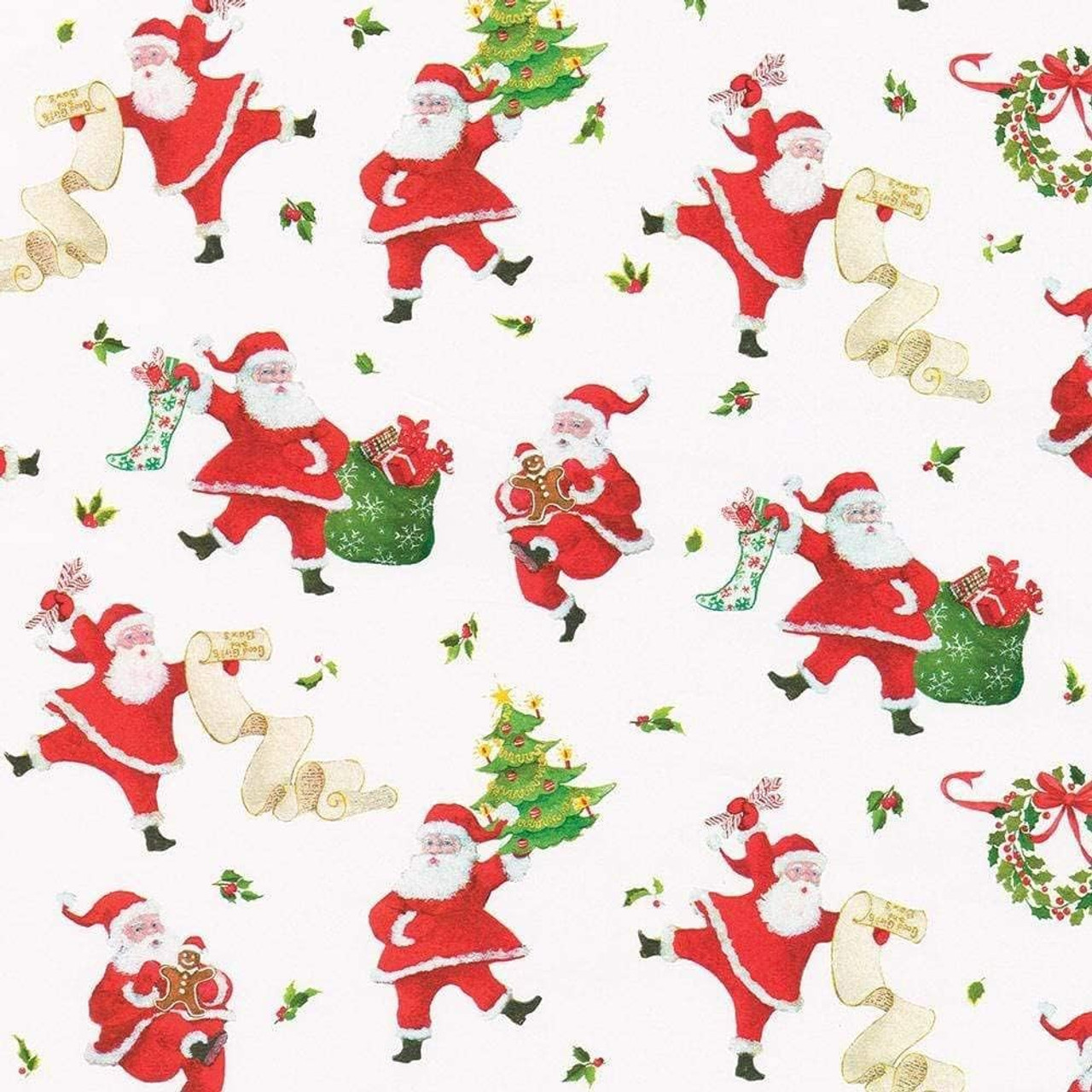 Caspari 8' Continuous Gift Wrap Roll, Dancing Santas