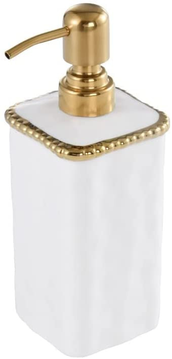 Vanity Accessories with Gold Beads Soap Pump White and Gold - Thumbnail 3