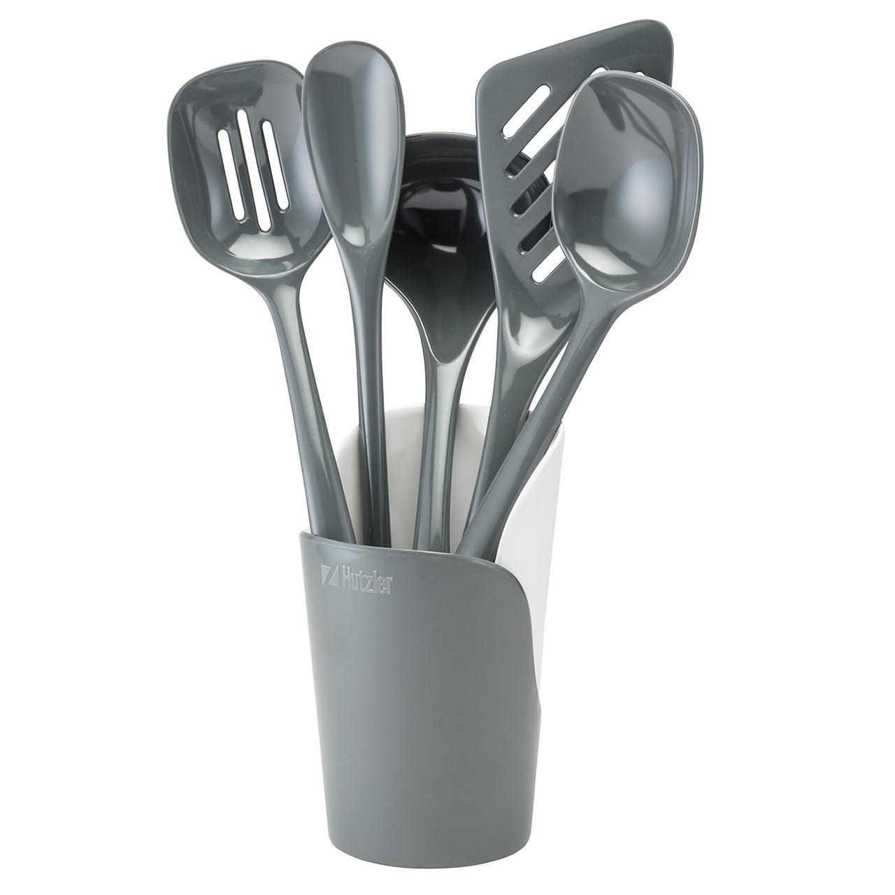 Hutzler Melamine Utensils & Crock