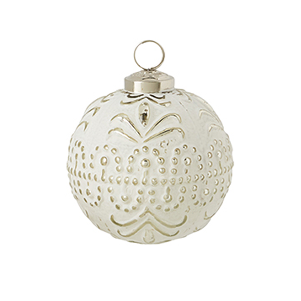 Whitewashed Mercury Glass Ball Ornament