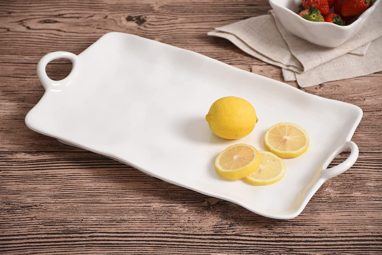 Pampa Bay Piatto/ Vassoio Rettangolare In Porcellana Effetto Metallo | 33x12 Cm | Adatto A Forno E Lavastoviglie