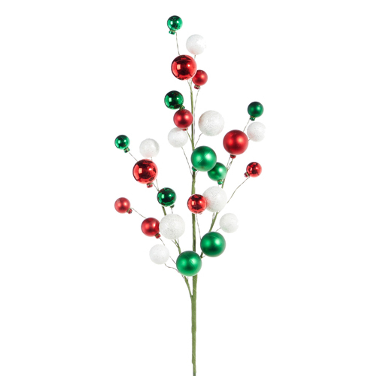 Raz 31 Red, Green, and White Ball Christmas Tree Spray