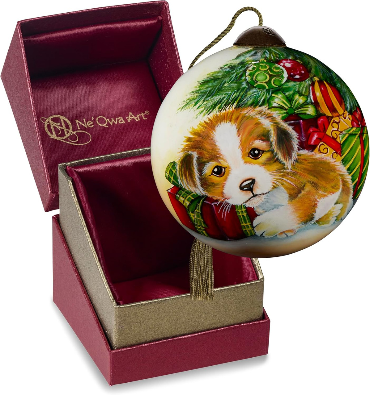 Santa Loves Me Hazel Lincoln Hand-Painted Blown Glass Ornament