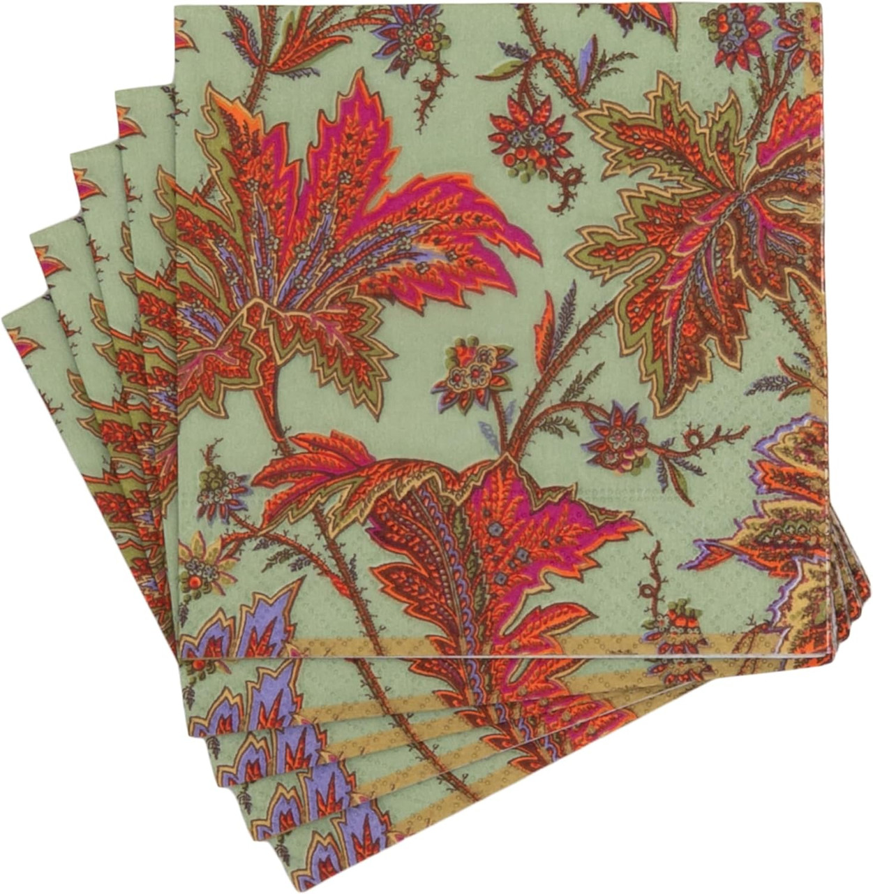 Caspari Paisley Leaves Cocktail Napkin