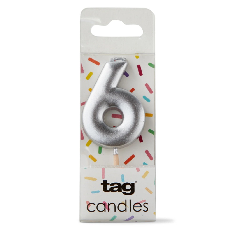 TAG Metallic Silver Digit Candle - 