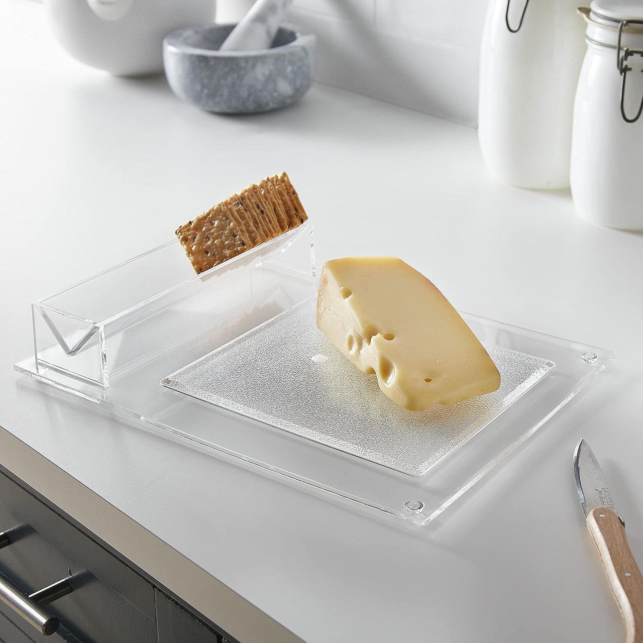 Huang Acrylic Clear Cheese & Cracker Tray Set