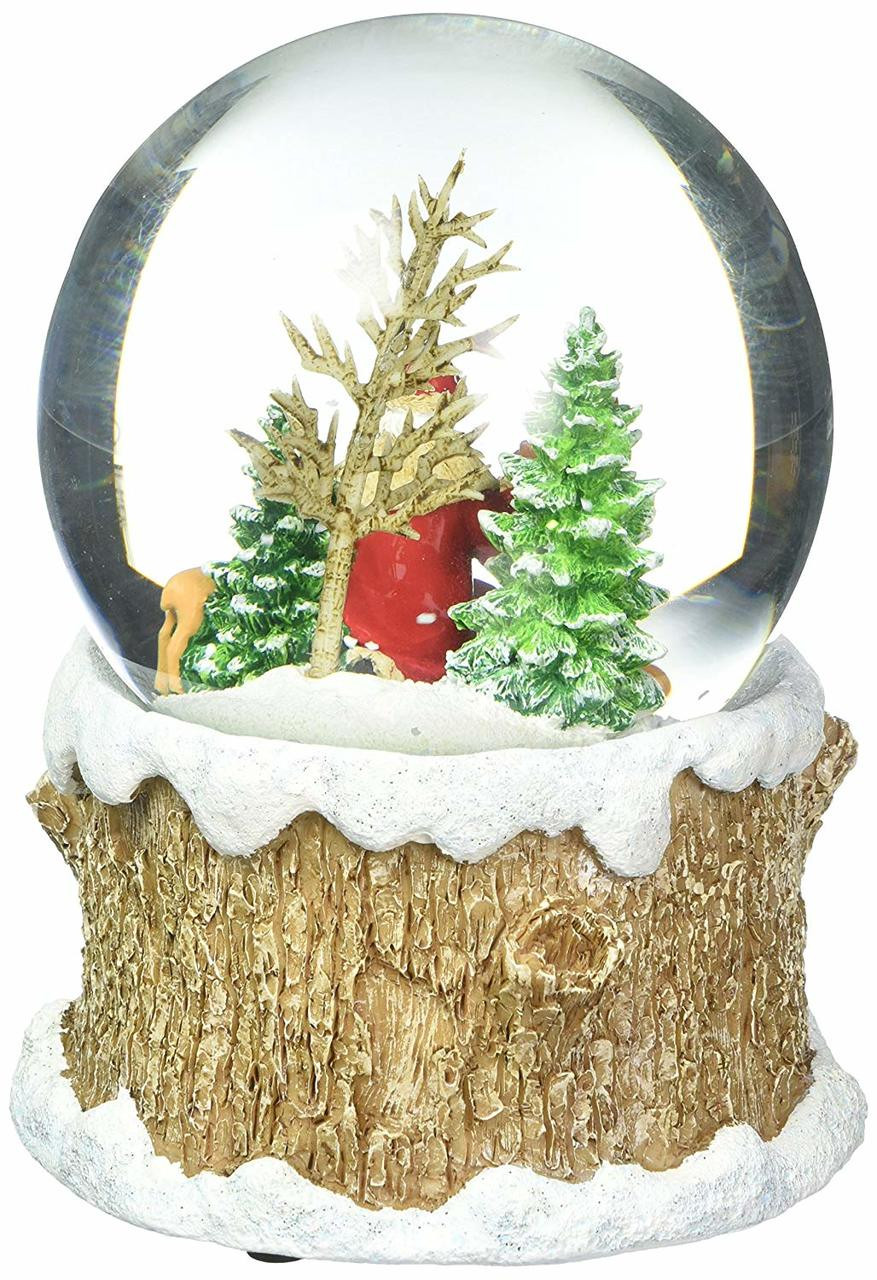 ROMAN Santa with Animals Musical Glitter Dome