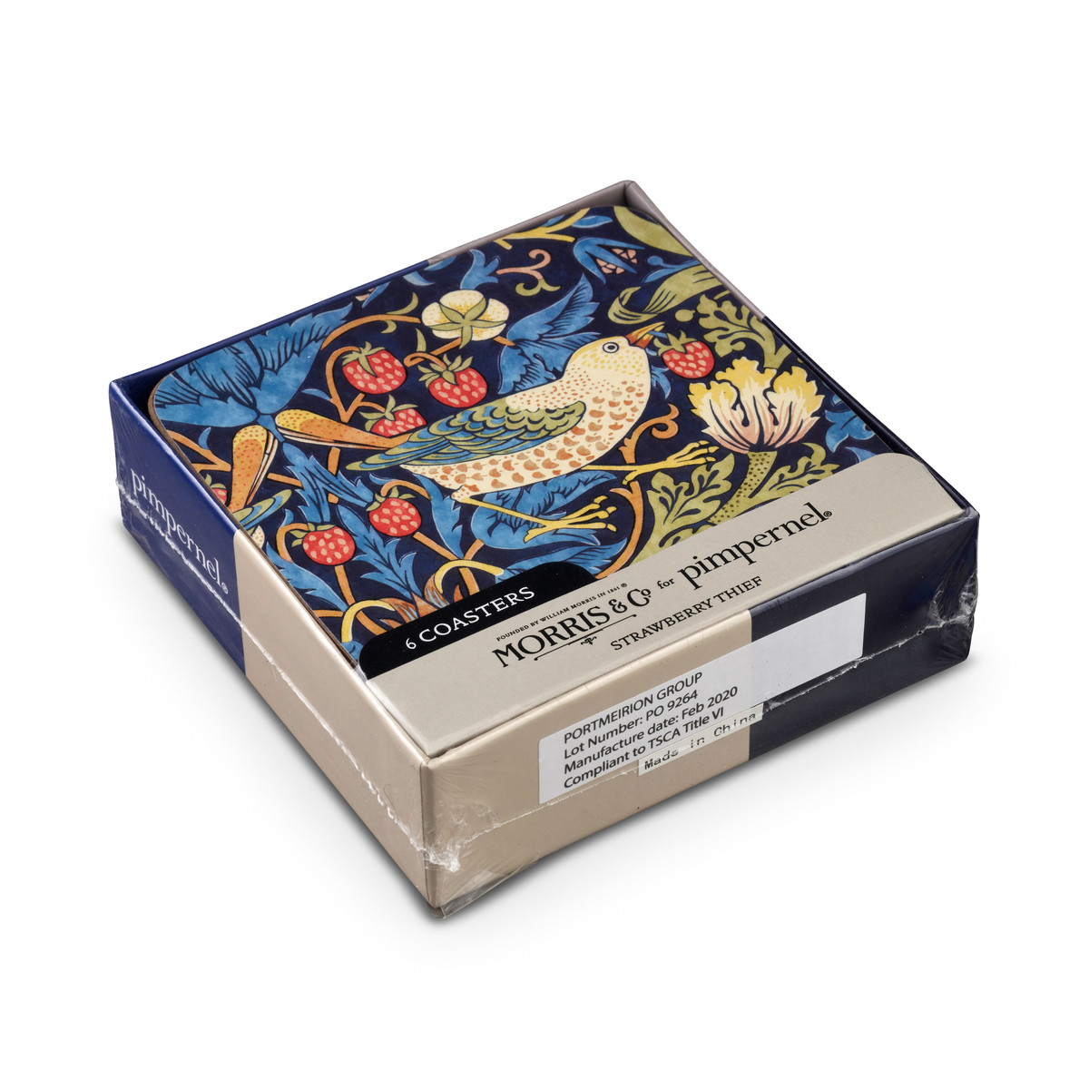 Pimpernel Strawberry Thief Blue Coasters - Set of 6