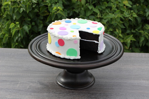 Just Dough It Replica Sliced Chocolate Cake With Polka Dots, 10"