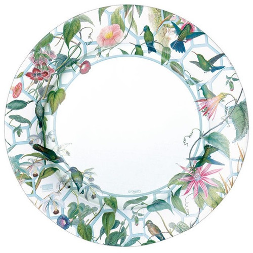 Caspari Round Paper Salad/Dessert Plates, Hummingbird Trellis - 2 Packs (15110SP)