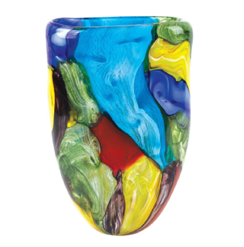 Badash Stormy Rainbow Murano Style Vase, 11" (J215)