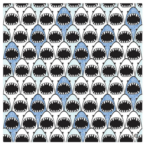 The Gift Wrap Company 5' Gift Wrap Roll, Shark Line Up (51-3777)
