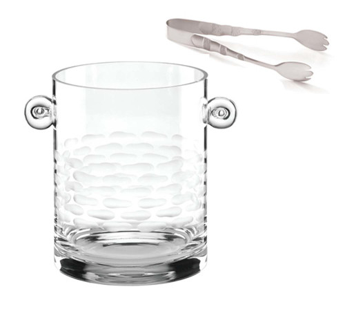 Michael Wainwright Glass Ice Bucket With Tongs, Truro, White