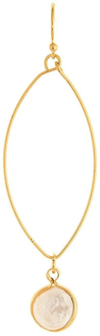 Rain Gold White Pearl Ellipse Earrings