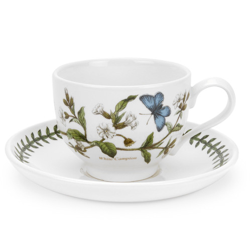 Portmeirion Botanic Garden Traditional Breakfast Cup & Saucer, White Campion