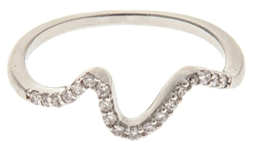 Rain Silver Crystal Wave Ring, Size 7