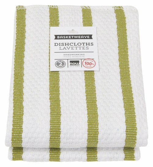 Now Designs Basketweave Dishcloths, Cactus Green, Set of 2 (142565)