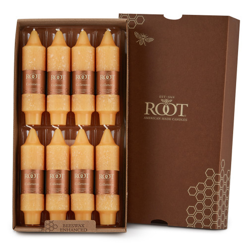 Box of 8 Root Timberline Collenette 5" Unscented Candles Yellow 595336 