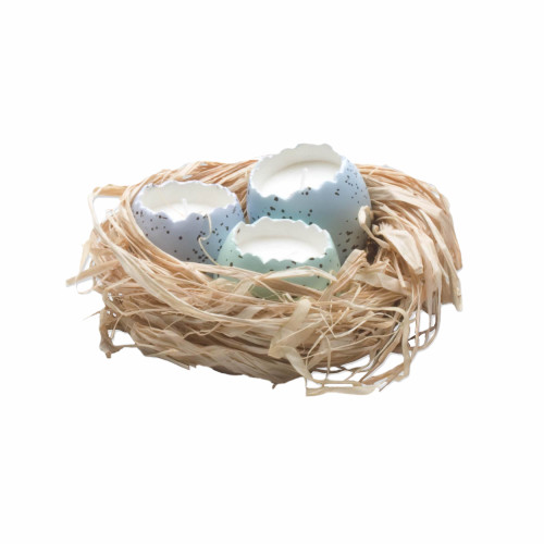 TAG Cracked Eggs In a Nest Candles,  Set of 3 (410346)