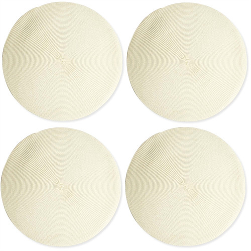 TAG Round Woven Placemats, Ivory - Set of 4 (555045)