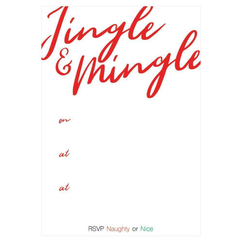 Caspari Fill-In Invitations, Jingle and Mingle Red Foil - Pack of 8 (88926E40)