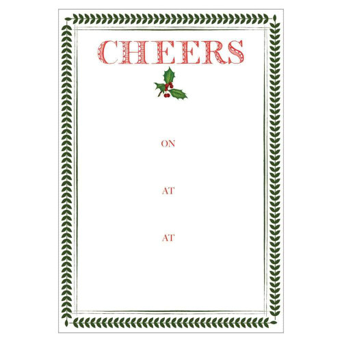 Caspari Fill-In Invitations, Yuletide Cheer - Pack of 8 (89914E40)