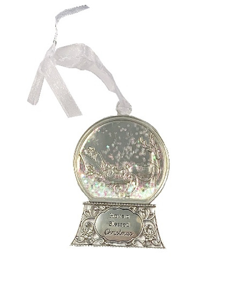 Ganz Snow Globe Ornament - Have A Blessed Christmas