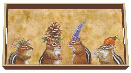 Paperproducts Design Lacquered Wood Vanity Tray, Chipmunk Social (32026)
