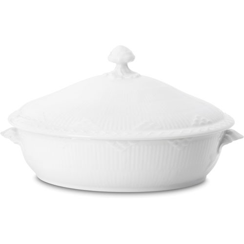 Royal Copenhagen White Half Lace Covered Vegetable Dish