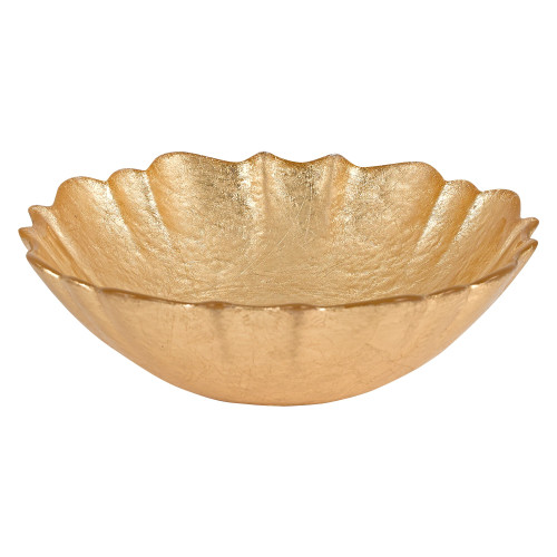Badash Handmade Gold Leaf Glass Serving Bowl, 6"