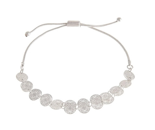 Rain Silver Delicate Filigree Cut Out Chain Bracelet