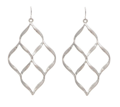 Rain Silver Four Square Twisted Diamond Shape Wire Earring