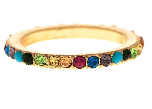 Rain Gold and Multi-Color Crystal Anniversary Band