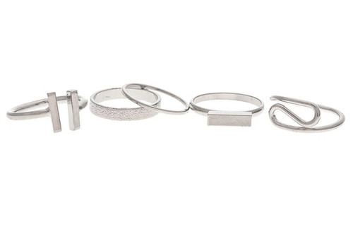Rain Rings, 5 Piece Set, Silver