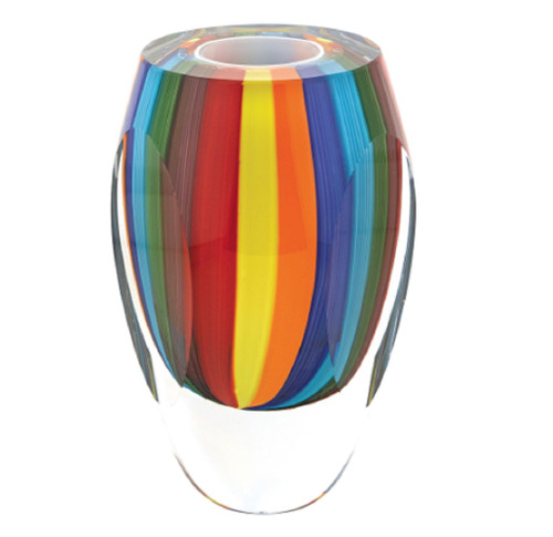 Badash Rimini Murano Style Art Glass Rainbow 6" Vase (J518)