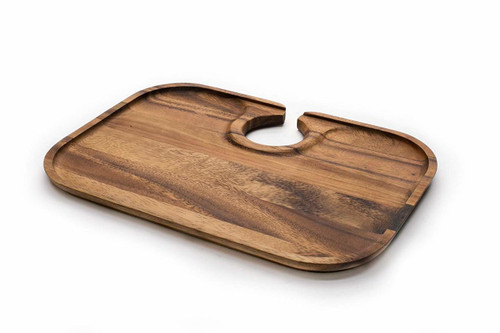 Fox Run Ironwood Gourmet Canapé and Wine Glass Tray, Acacia Wood (28124)