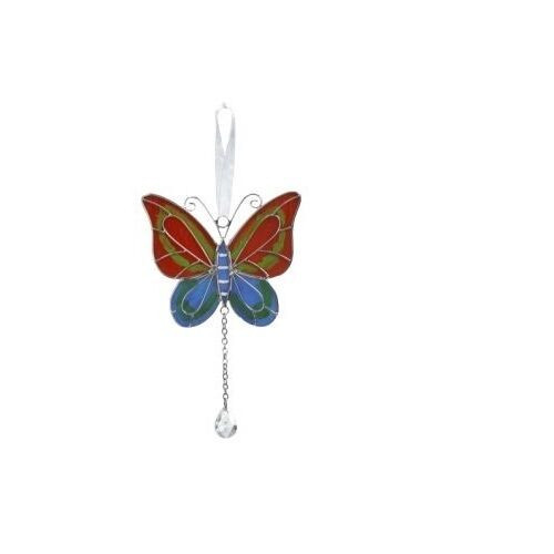 Ganz Suncatcher Butterfly Ornaments, Red/Green