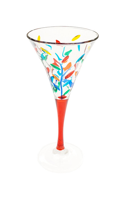 Gage Tree of Life Trumpet Wine Glass, Red Stem