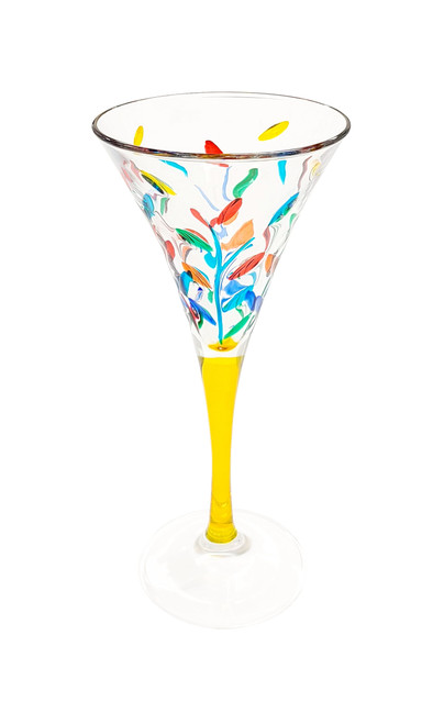 Gage Tree of Life Trumpet Wine Glass, Yellow Stem