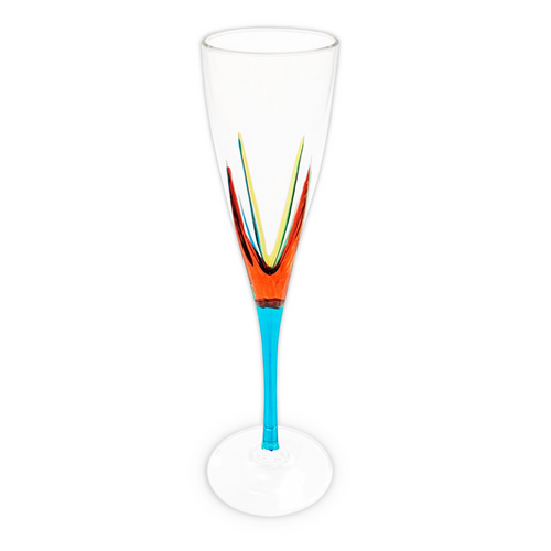 Gage Fusion Champagne Flute, Light Blue Stem