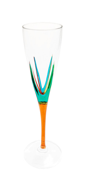 Gage Fusion Murano Style Champagne Flute, Orange Stem (VA105M-ORANGE)